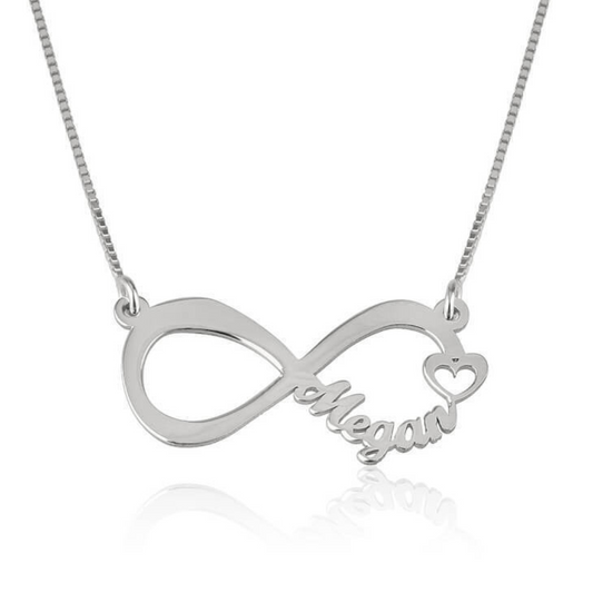 Infinity Shape Name Necklace With Heart